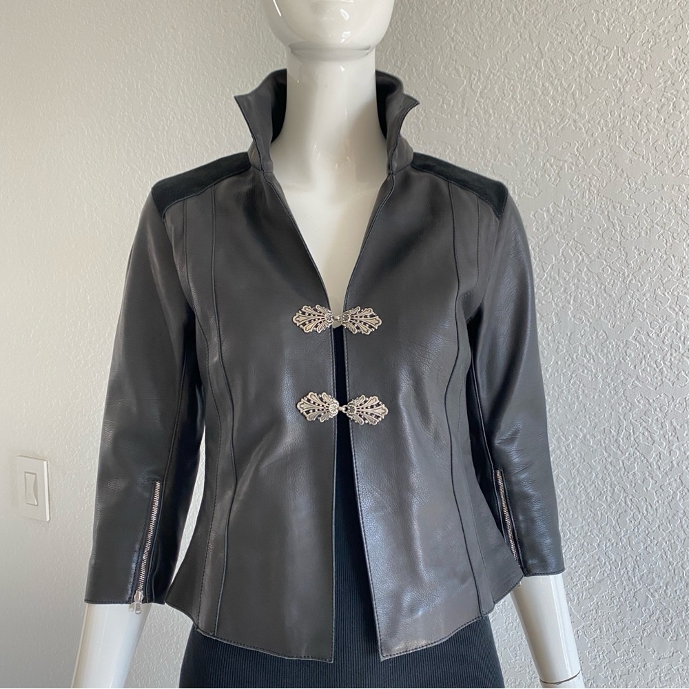 Alpinestars Black Leather Jacket with Elegant Clasps